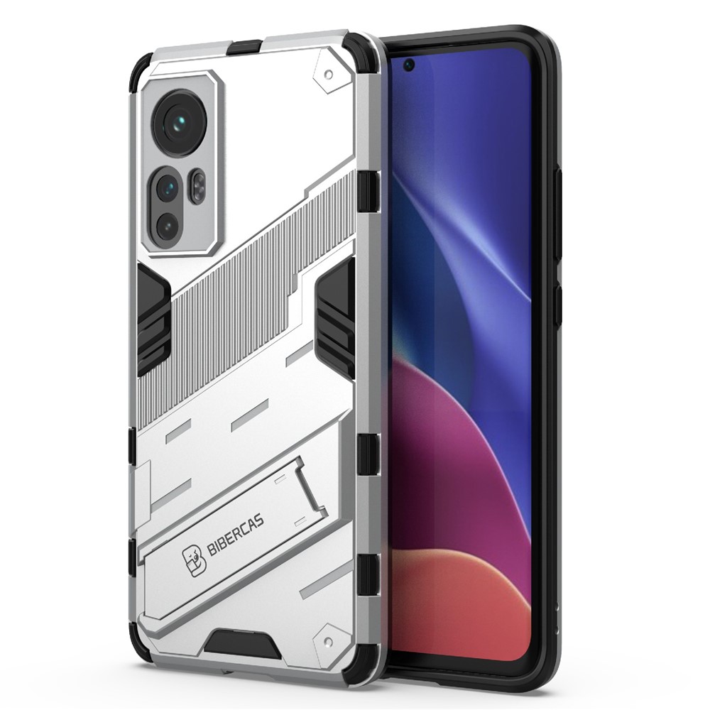 Hidden Kickstand Design Anti-fall Protection TPU + PC Hybrid Phone Case Cover for Xiaomi 12/12X - White-2
