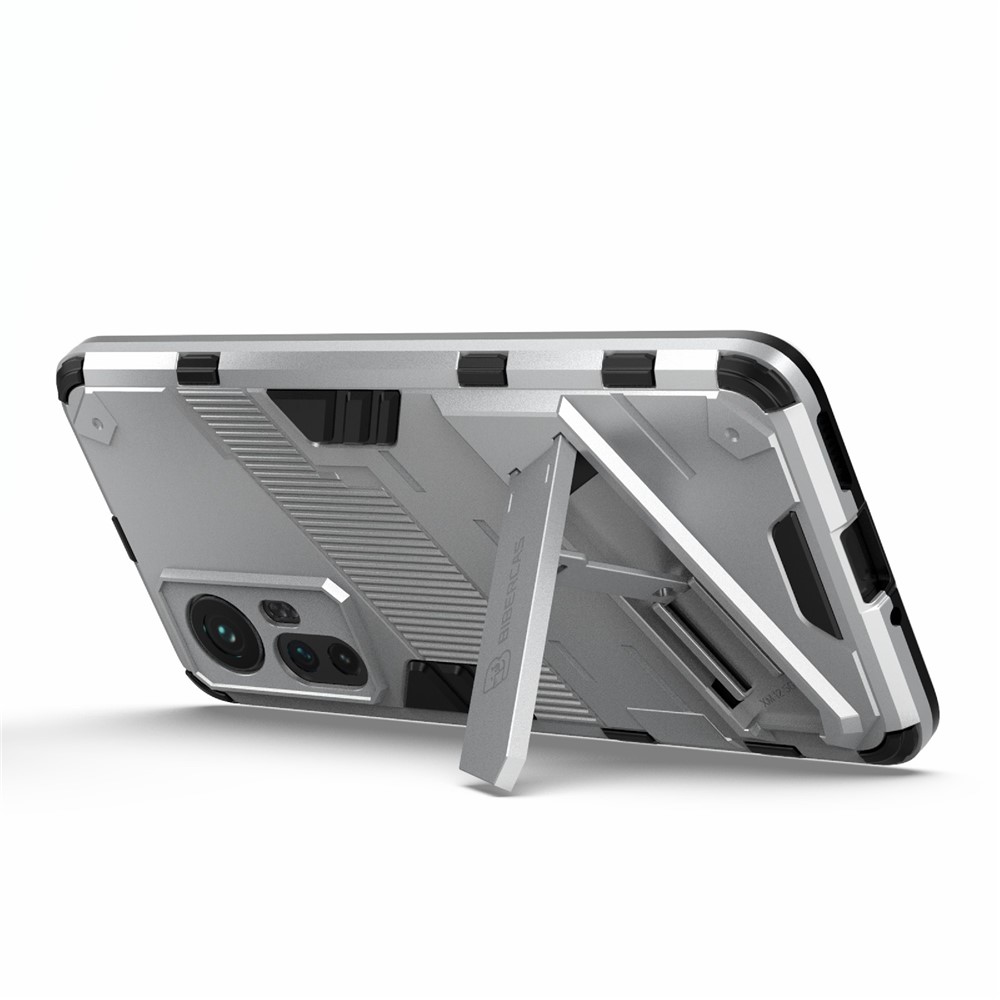 Hidden Kickstand Design Anti-fall Protection TPU + PC Hybrid Phone Case Cover for Xiaomi 12/12X - White-3