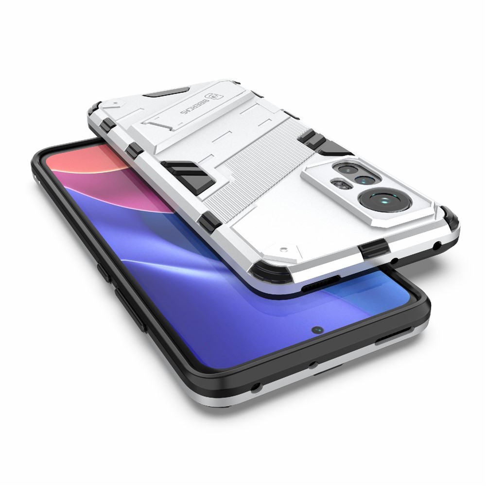 Hidden Kickstand Design Anti-fall Protection TPU + PC Hybrid Phone Case Cover for Xiaomi 12/12X - White-6