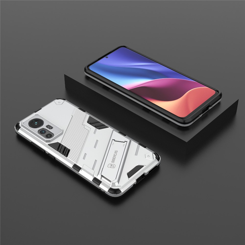Hidden Kickstand Design Anti-fall Protection TPU + PC Hybrid Phone Case Cover for Xiaomi 12/12X - White-7