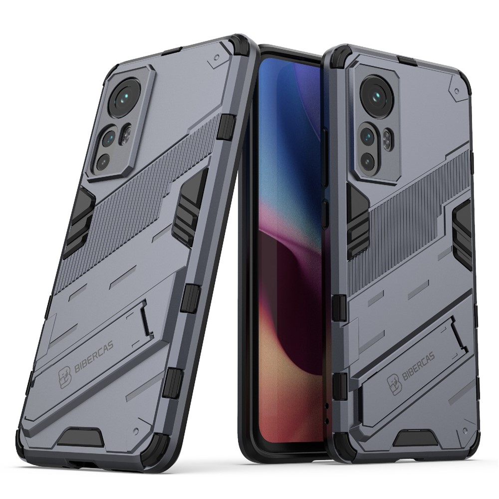 Hidden Kickstand Design Anti-fall Protection TPU + PC Hybrid Phone Case Cover for Xiaomi 12/12X - Dark Blue-1