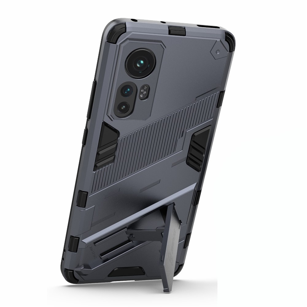 Hidden Kickstand Design Anti-fall Protection TPU + PC Hybrid Phone Case Cover for Xiaomi 12/12X - Dark Blue-4