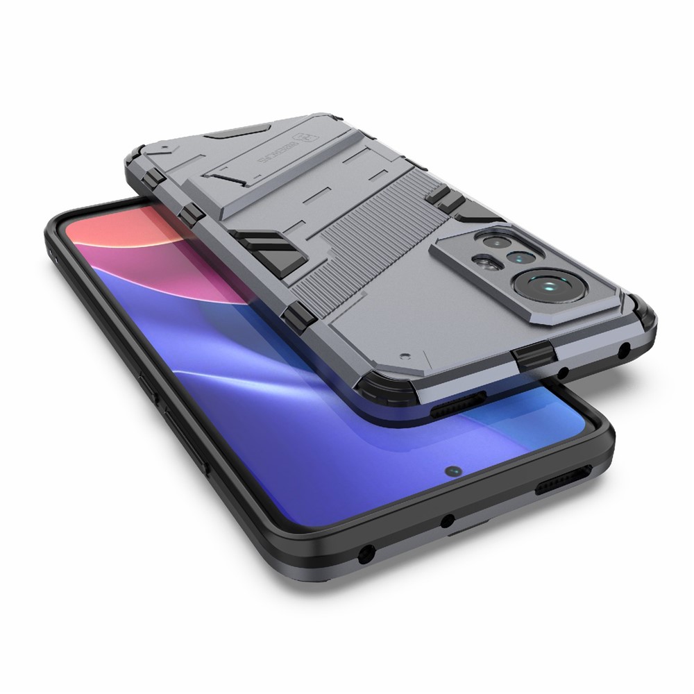 Hidden Kickstand Design Anti-fall Protection TPU + PC Hybrid Phone Case Cover for Xiaomi 12/12X - Dark Blue-6