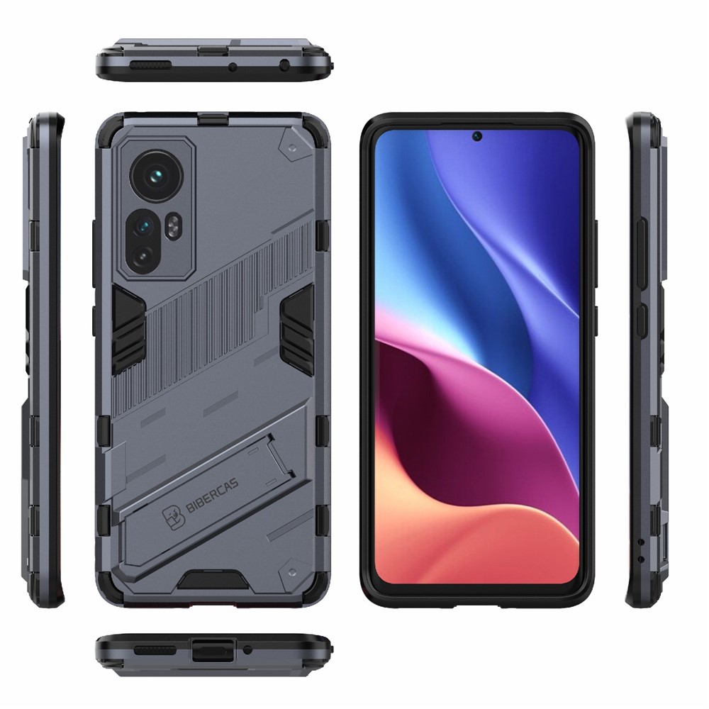 Hidden Kickstand Design Anti-fall Protection TPU + PC Hybrid Phone Case Cover for Xiaomi 12/12X - Dark Blue-8