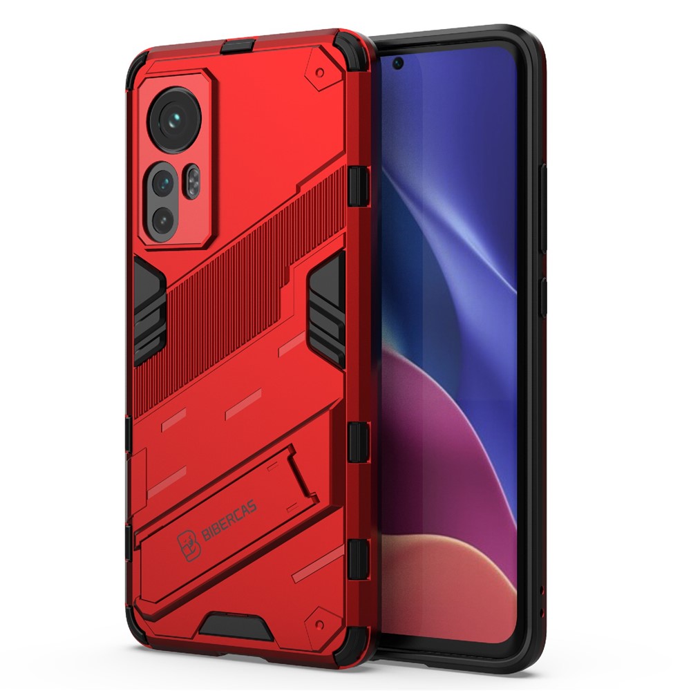 Hidden Kickstand Design Anti-fall Protection TPU + PC Hybrid Phone Case Cover for Xiaomi 12/12X - Red-2