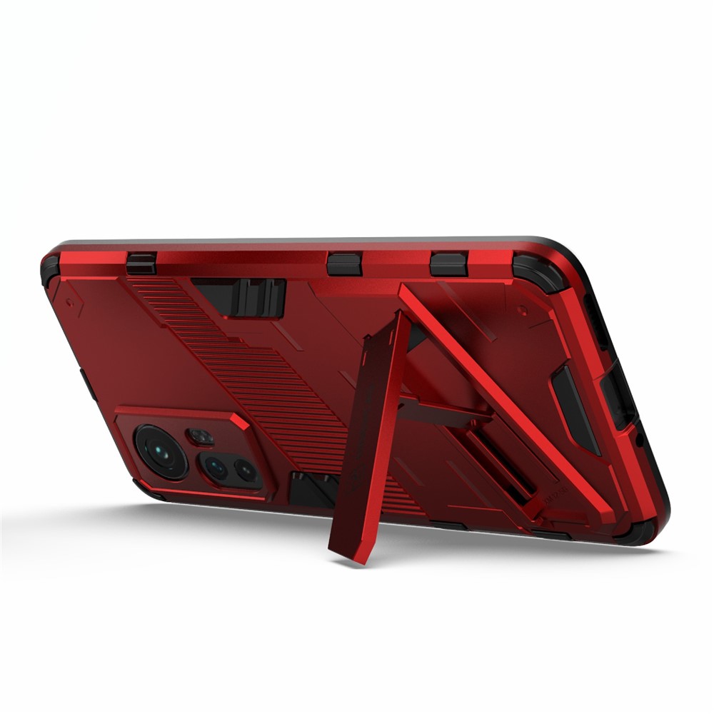Hidden Kickstand Design Anti-fall Protection TPU + PC Hybrid Phone Case Cover for Xiaomi 12/12X - Red-3
