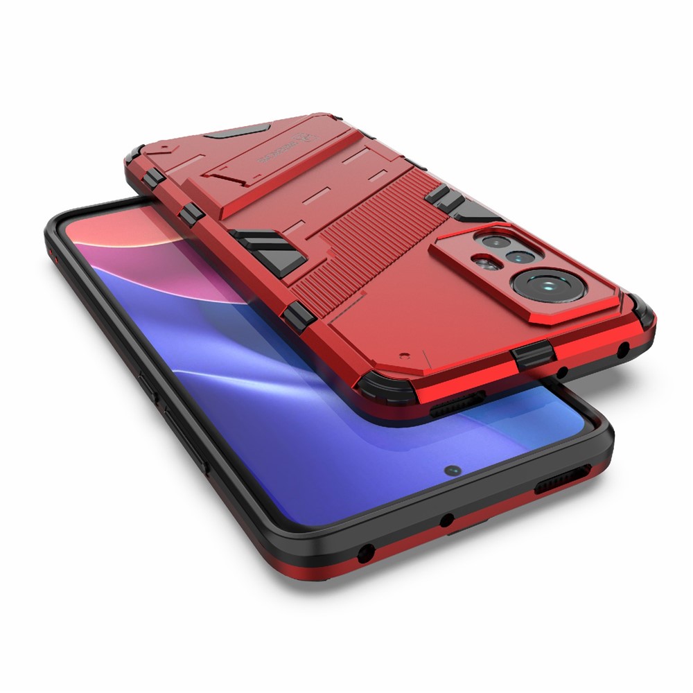 Hidden Kickstand Design Anti-fall Protection TPU + PC Hybrid Phone Case Cover for Xiaomi 12/12X - Red-6