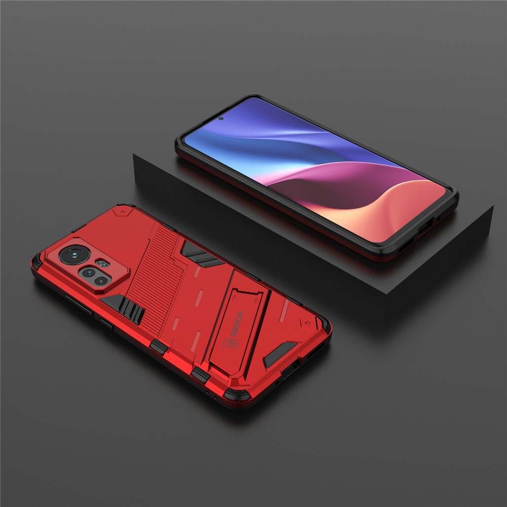 Hidden Kickstand Design Anti-fall Protection TPU + PC Hybrid Phone Case Cover for Xiaomi 12/12X - Red-7