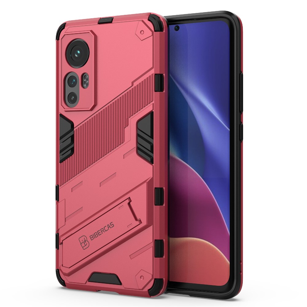 Hidden Kickstand Design Anti-fall Protection TPU + PC Hybrid Phone Case Cover for Xiaomi 12/12X - Rose-2