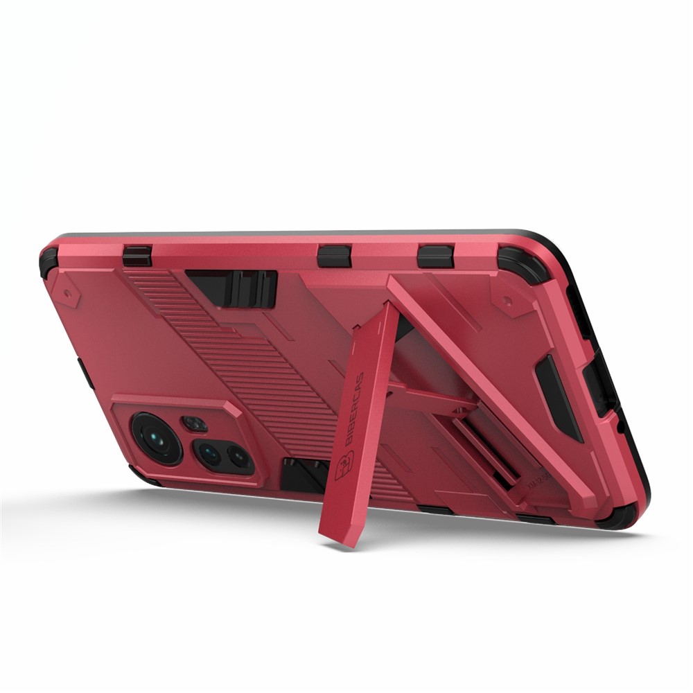 Hidden Kickstand Design Anti-fall Protection TPU + PC Hybrid Phone Case Cover for Xiaomi 12/12X - Rose-3