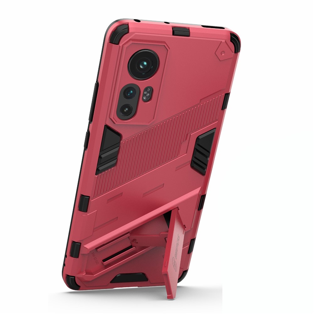 Hidden Kickstand Design Anti-fall Protection TPU + PC Hybrid Phone Case Cover for Xiaomi 12/12X - Rose-4