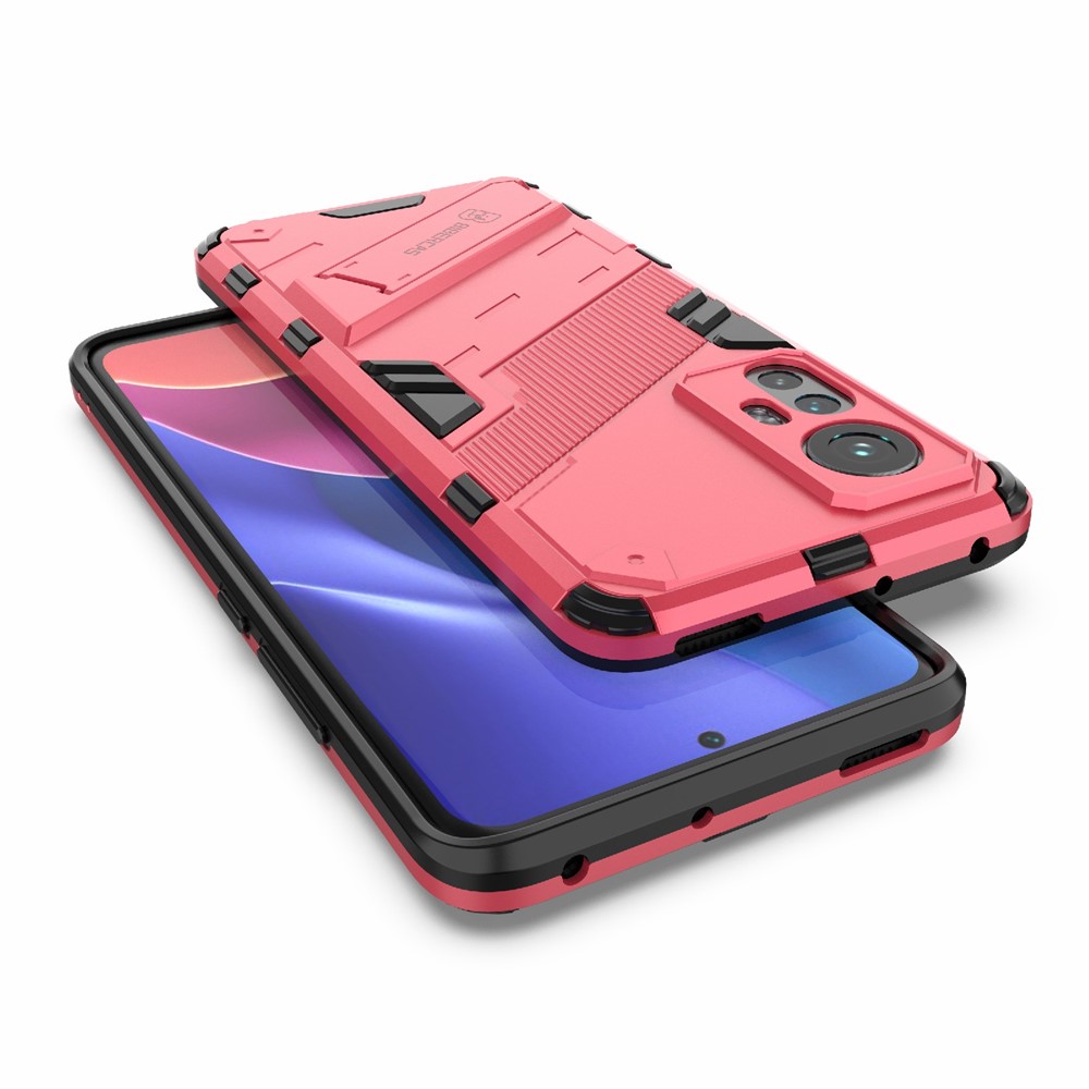 Hidden Kickstand Design Anti-fall Protection TPU + PC Hybrid Phone Case Cover for Xiaomi 12/12X - Rose-6