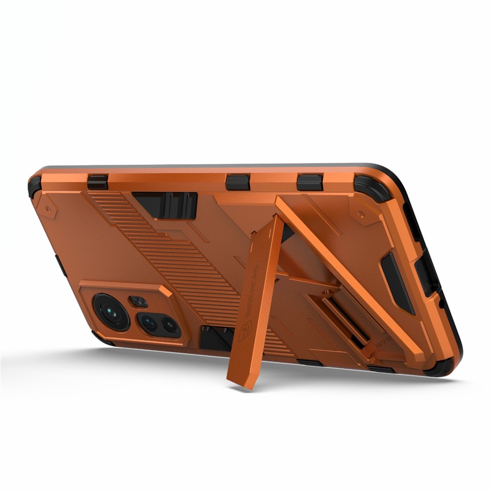 Hidden Kickstand Design Anti-fall Protection TPU + PC Hybrid Phone Case Cover for Xiaomi 12/12X - Orange-3