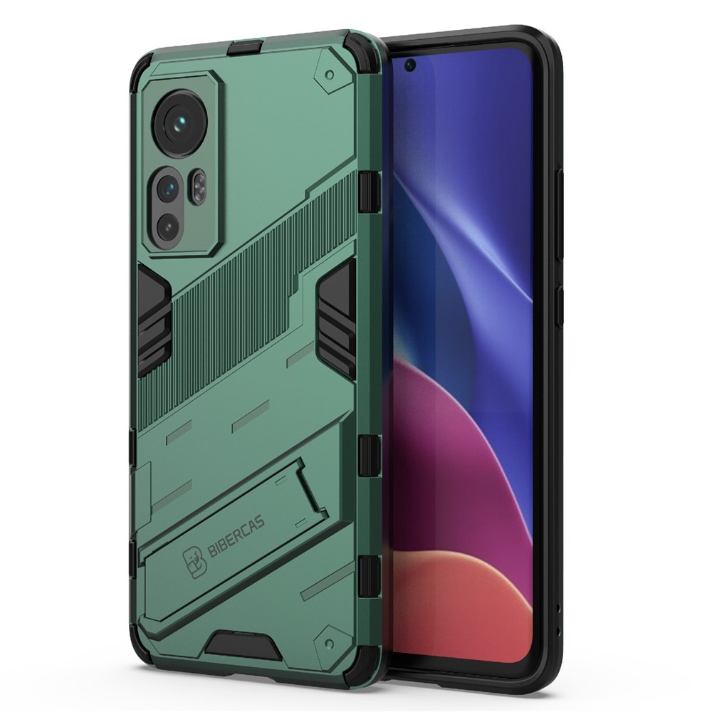 Hidden Kickstand Design Anti-fall Protection TPU + PC Hybrid Phone Case Cover for Xiaomi 12/12X - Green-2