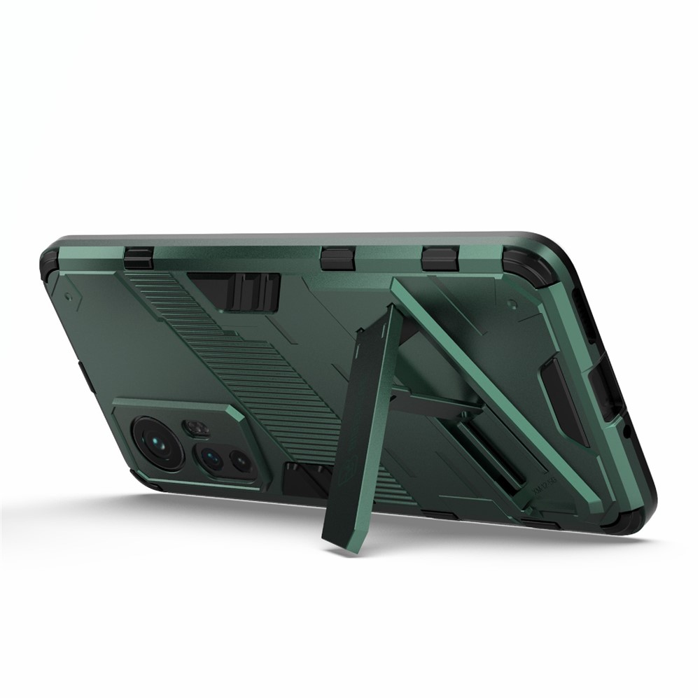 Hidden Kickstand Design Anti-fall Protection TPU + PC Hybrid Phone Case Cover for Xiaomi 12/12X - Green-3