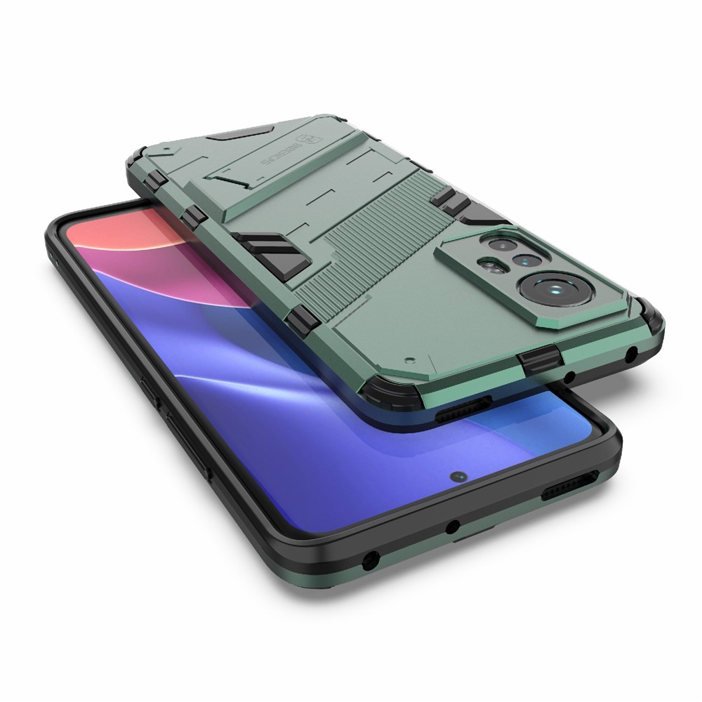 Hidden Kickstand Design Anti-fall Protection TPU + PC Hybrid Phone Case Cover for Xiaomi 12/12X - Green-6