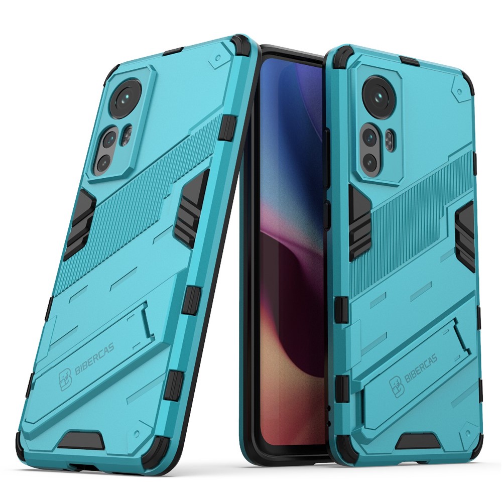 Hidden Kickstand Design Anti-fall Protection TPU + PC Hybrid Phone Case Cover for Xiaomi 12/12X - Baby Blue-1