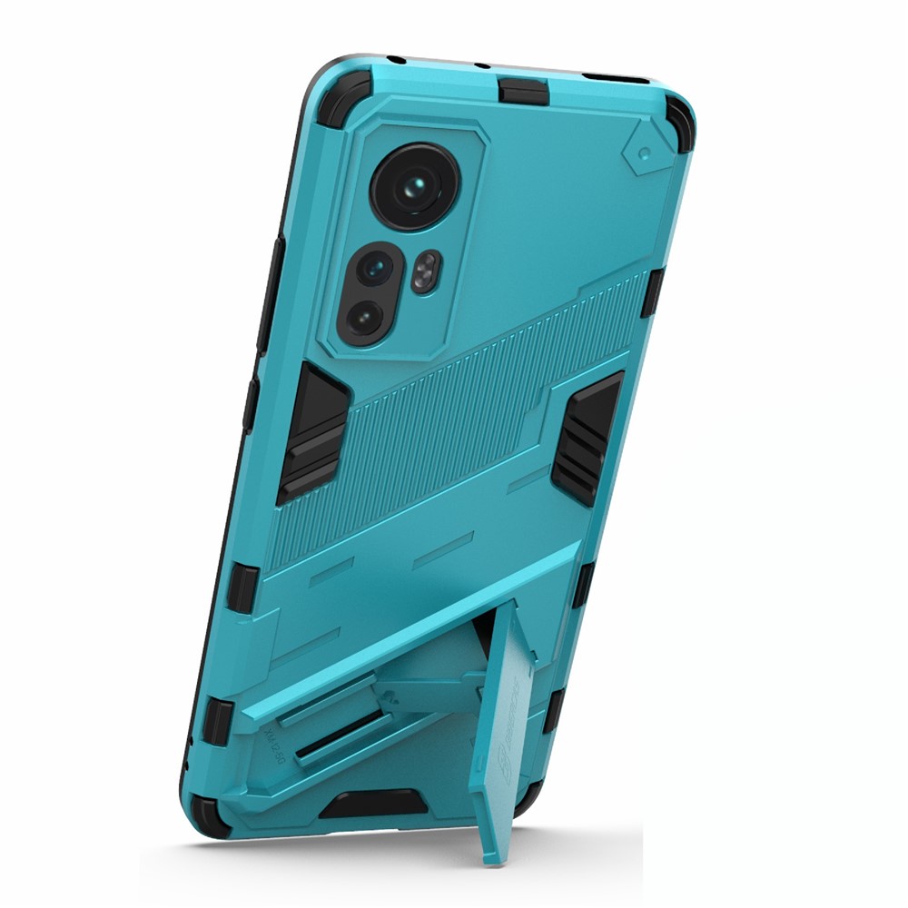 Hidden Kickstand Design Anti-fall Protection TPU + PC Hybrid Phone Case Cover for Xiaomi 12/12X - Baby Blue-4