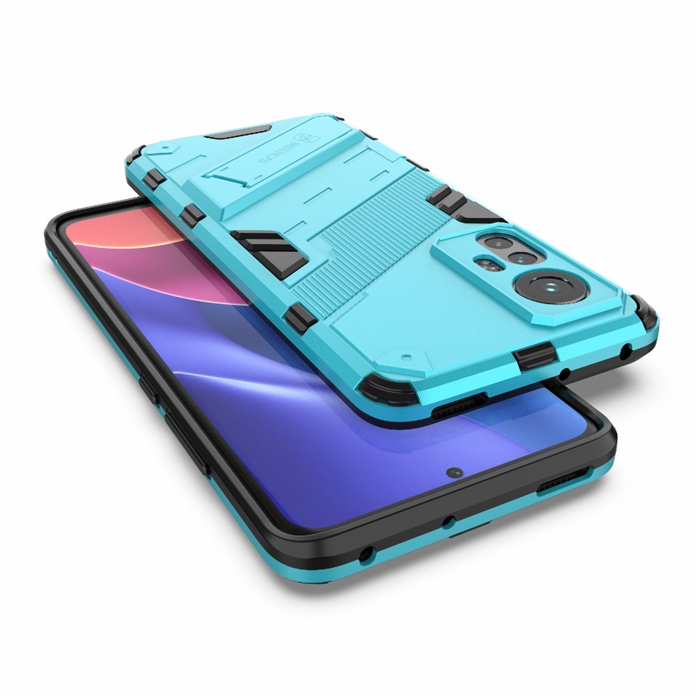 Hidden Kickstand Design Anti-fall Protection TPU + PC Hybrid Phone Case Cover for Xiaomi 12/12X - Baby Blue-6