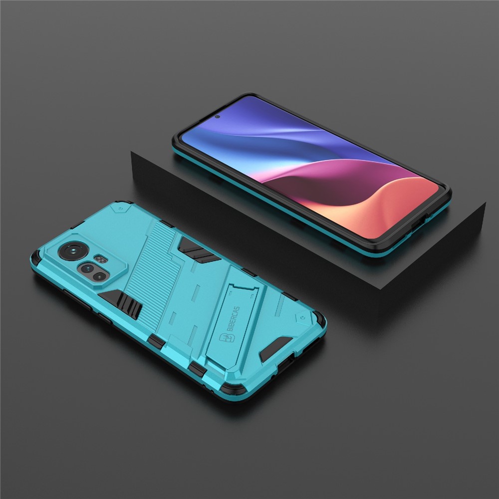 Hidden Kickstand Design Anti-fall Protection TPU + PC Hybrid Phone Case Cover for Xiaomi 12/12X - Baby Blue-7