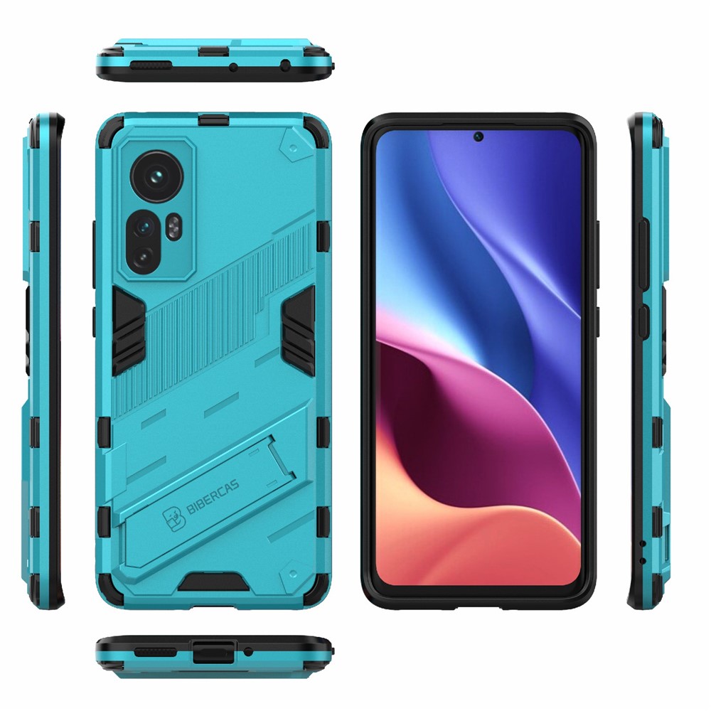 Hidden Kickstand Design Anti-fall Protection TPU + PC Hybrid Phone Case Cover for Xiaomi 12/12X - Baby Blue-8