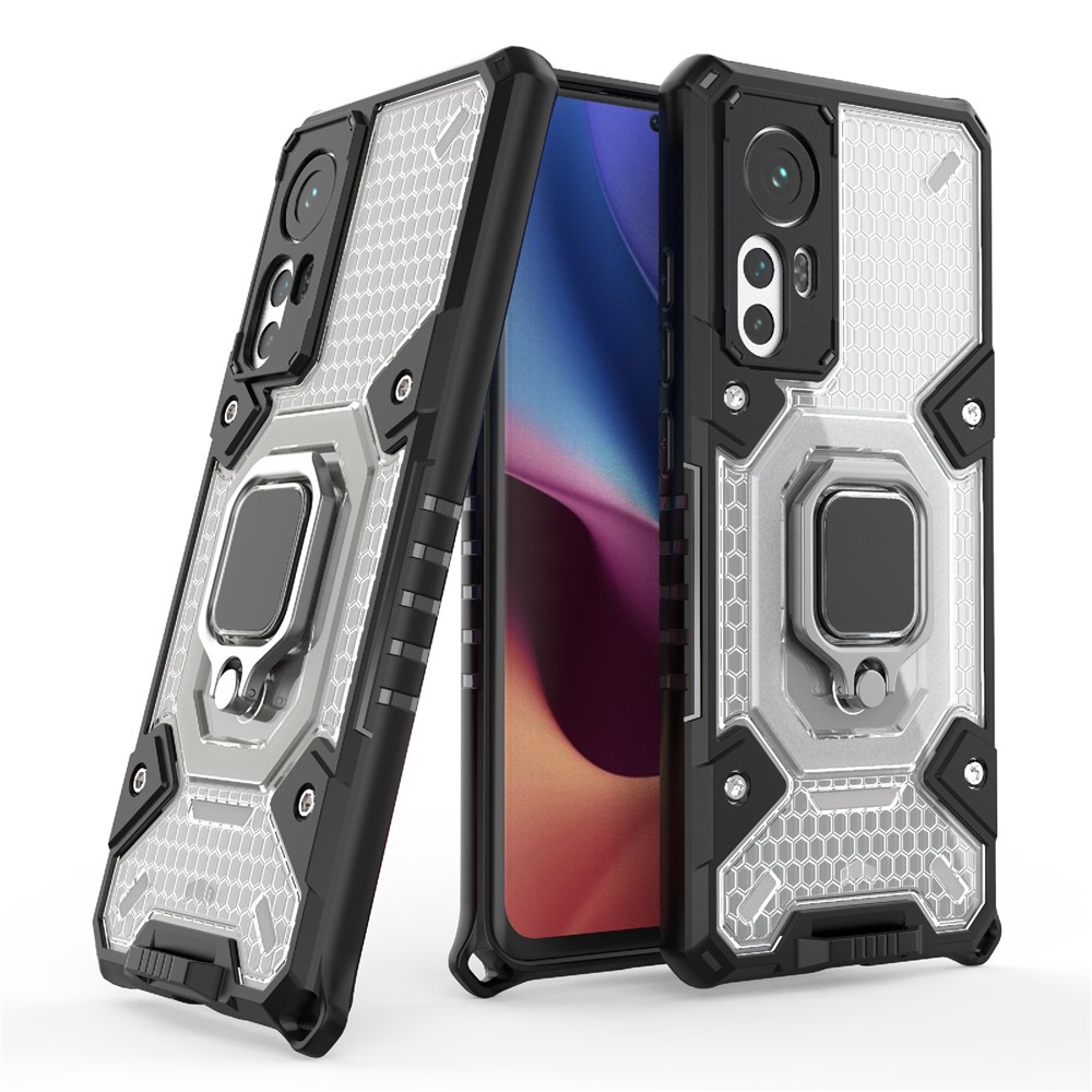 Ring Kickstand Heavy Duty Hard PC Back Soft TPU Shockproof Anti-Scratch Protective Phone Case for Xiaomi 12 - Grey-1