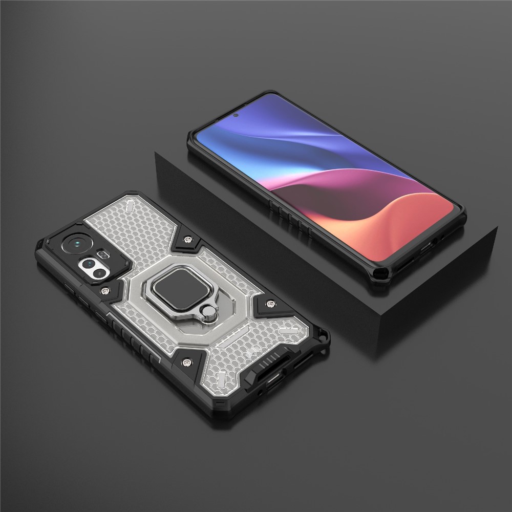 Ring Kickstand Heavy Duty Hard PC Back Soft TPU Shockproof Anti-Scratch Protective Phone Case for Xiaomi 12 - Grey-10