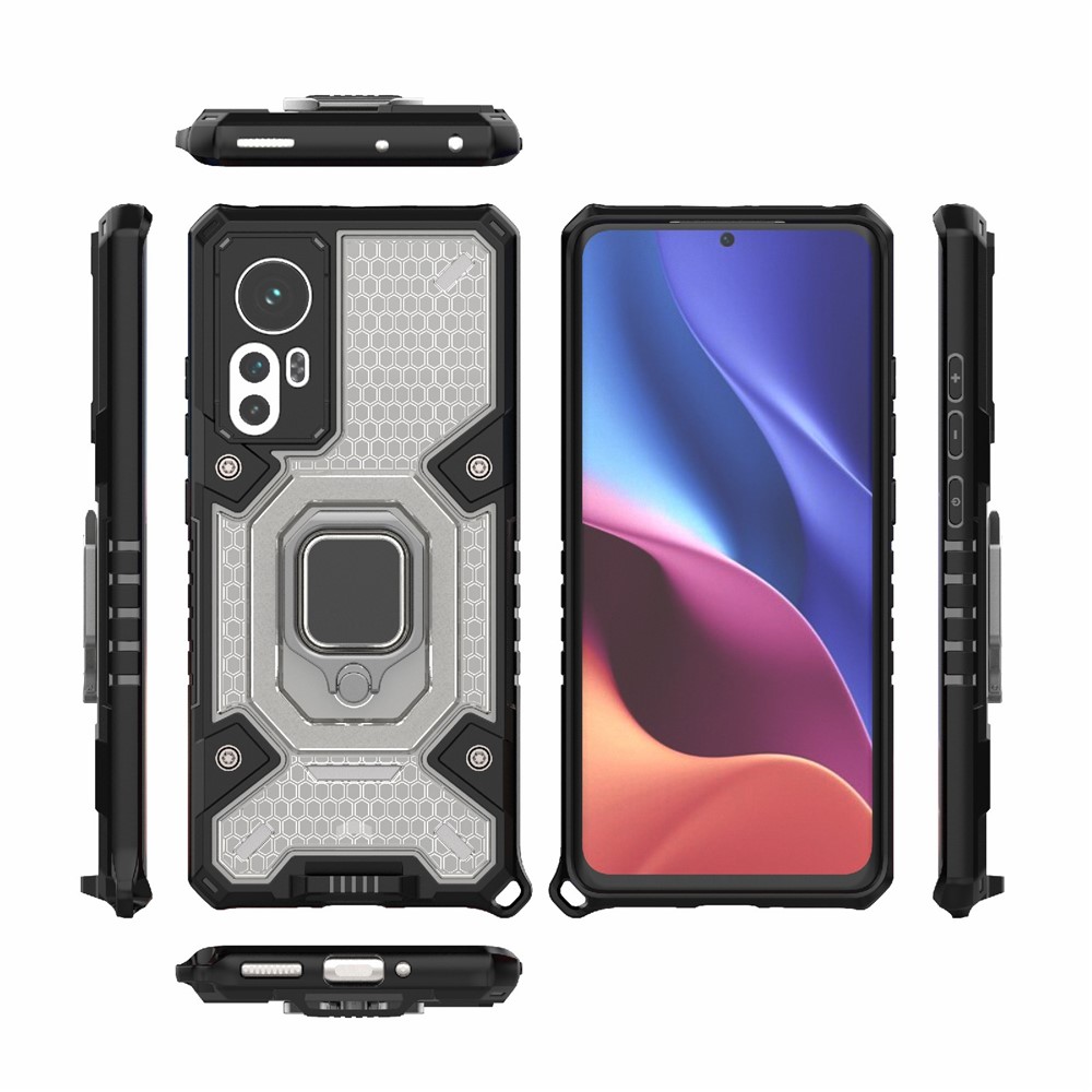 Ring Kickstand Heavy Duty Hard PC Back Soft TPU Shockproof Anti-Scratch Protective Phone Case for Xiaomi 12 - Grey-11