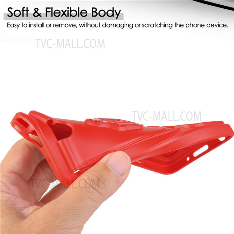 For Xiaomi Mi 11 Lite 4G/5G / 11 Lite 5G NE Kickstand Soft TPU Camera Protection Back Card Holder Phone Case with Lanyard - Red-4
