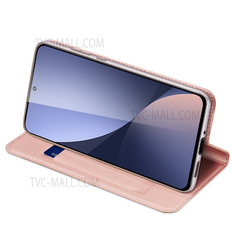 DUX DUCIS Skin Pro Series Folio Flip Case for Xiaomi 12 / 12X, Card Holder Premium PU Leather Stand Protective Cover Shell - Pink-2