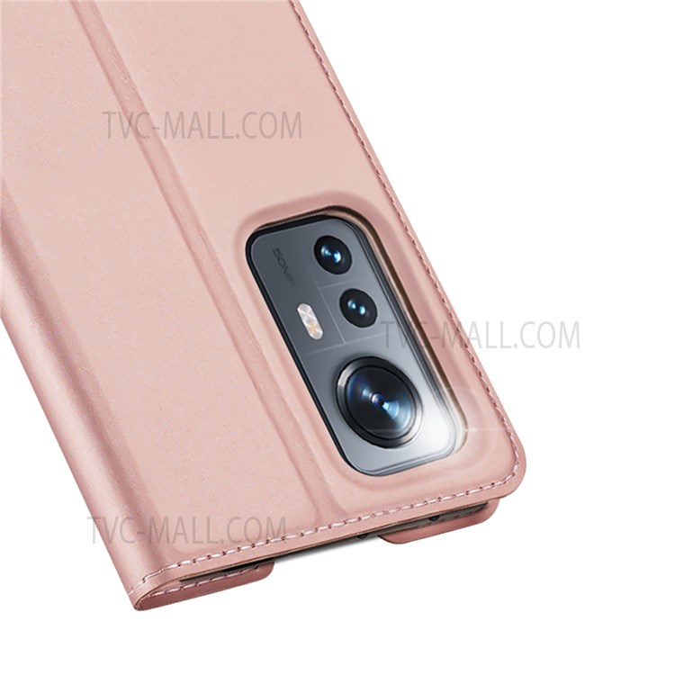 DUX DUCIS Skin Pro Series Folio Flip Case for Xiaomi 12 / 12X, Card Holder Premium PU Leather Stand Protective Cover Shell - Pink-7