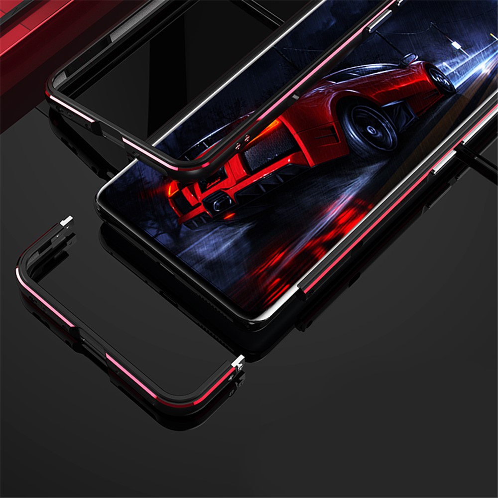 For Xiaomi 12/12X Contrast Color Metal Bumper Cover Phone Case with Camera Lens Cover - Black/Red-9