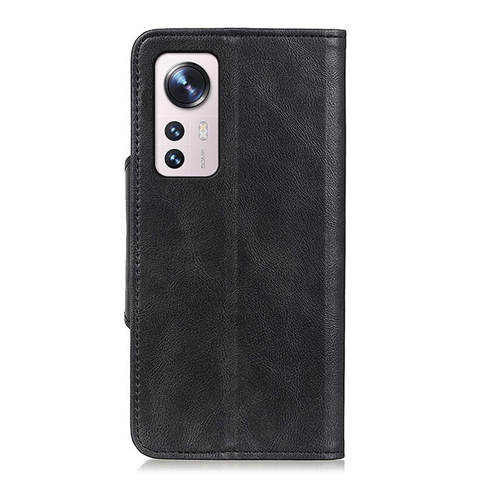 For Xiaomi 12 / Xiaomi 12X PU Leather + TPU Wallet Stand Function Case Anti-scratch Brass Buckle Magnetic Clasp Phone Cover - Black-3