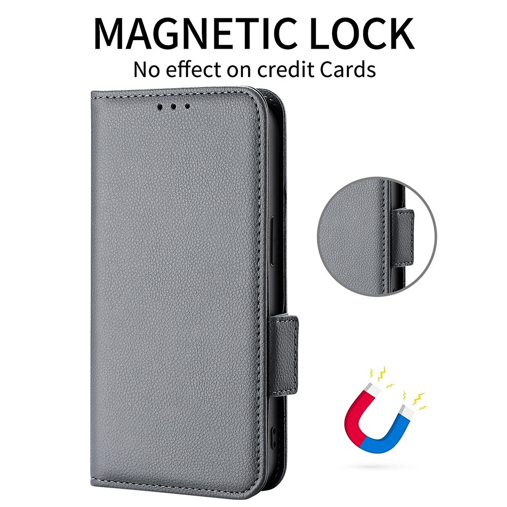 For Xiaomi Redmi Note 9 4G (Qualcomm Snapdragon 662) / Redmi 9 Power / Redmi 9T Litchi Texture PU Leather Flip Wallet Cover Stand TPU Shockproof Interior Protective Shell - Grey-7