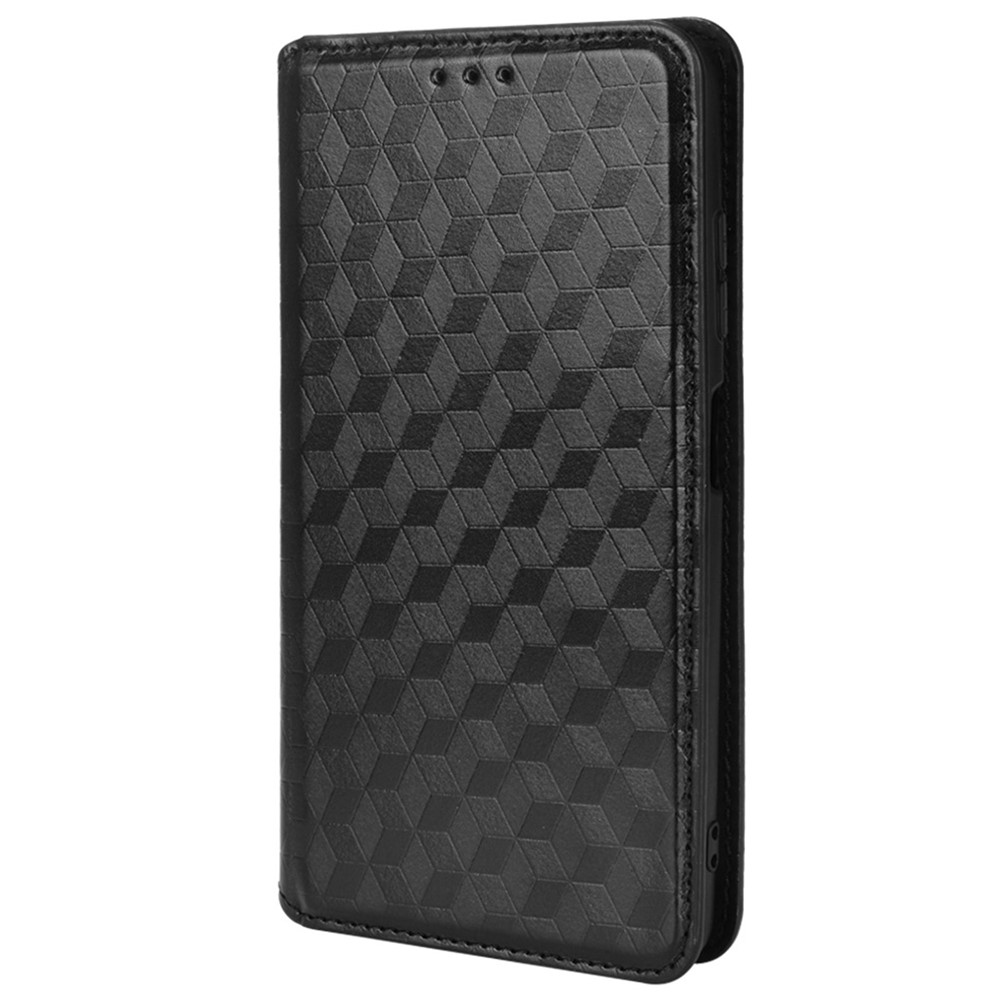 For Xiaomi Poco X3 NFC / Poco X3 / Poco X3 Pro Rhombus Imprinted PU Leather Flip Wallet Cover Stand Book TPU Auto Magnetic Closed Folio Phone Case - Black-2