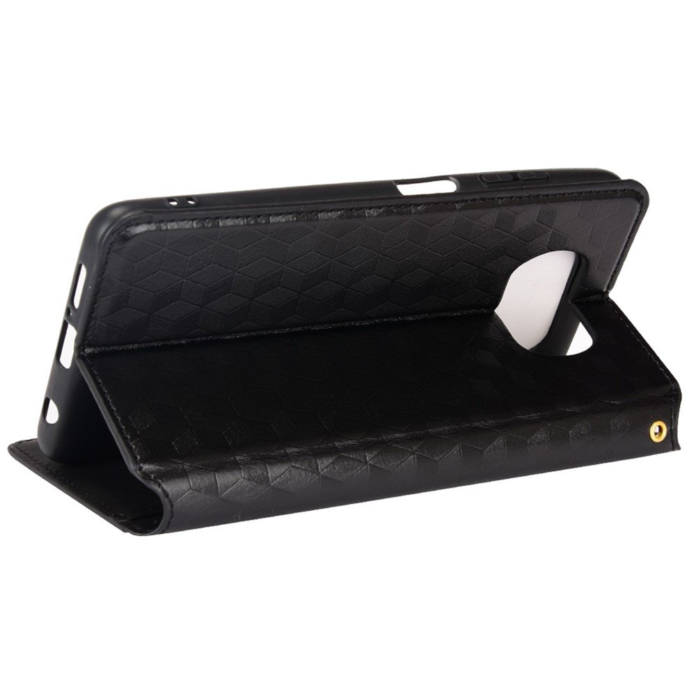 For Xiaomi Poco X3 NFC / Poco X3 / Poco X3 Pro Rhombus Imprinted PU Leather Flip Wallet Cover Stand Book TPU Auto Magnetic Closed Folio Phone Case - Black-4
