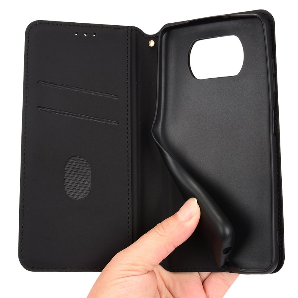 For Xiaomi Poco X3 NFC / Poco X3 / Poco X3 Pro Rhombus Imprinted PU Leather Flip Wallet Cover Stand Book TPU Auto Magnetic Closed Folio Phone Case - Black-6