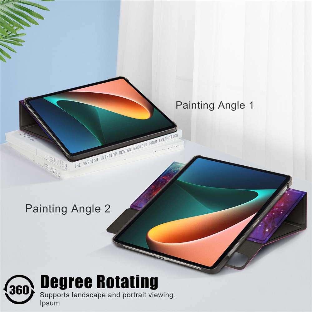 For Xiaomi Pad 5 Pro Auto Wake Sleep Starry Sky Pattern Tablet Case Cover with Rotary Stand-4