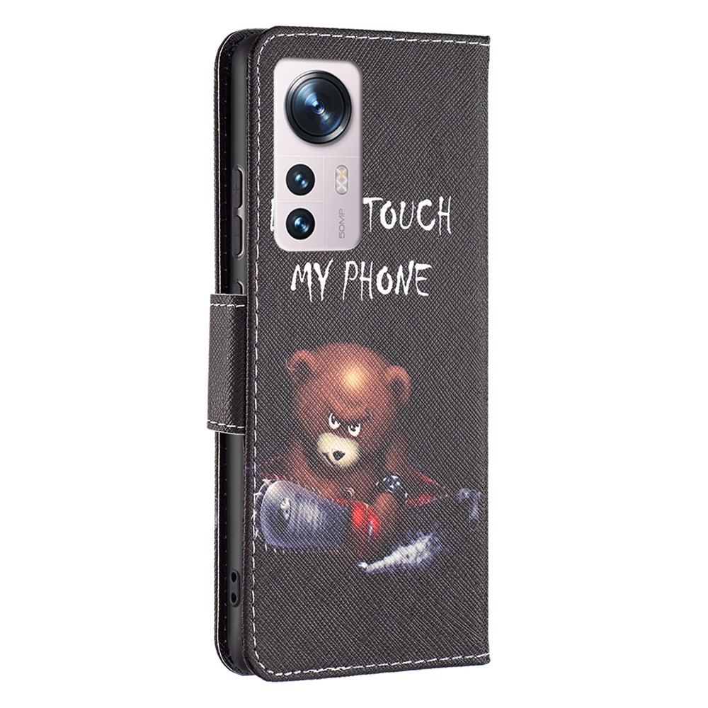 For Xiaomi 12 PU Leather Pattern Printing Wallet Phone Case Stand Feature Anti-Scratch Shockproof Folding Cover - Bear-3