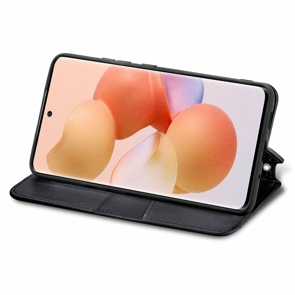 Mandala Flower Imprinted Leather Case for Xiaomi 12, Wallet Stand Auto Closing Magnetic Full Coverage Shell - Black-5
