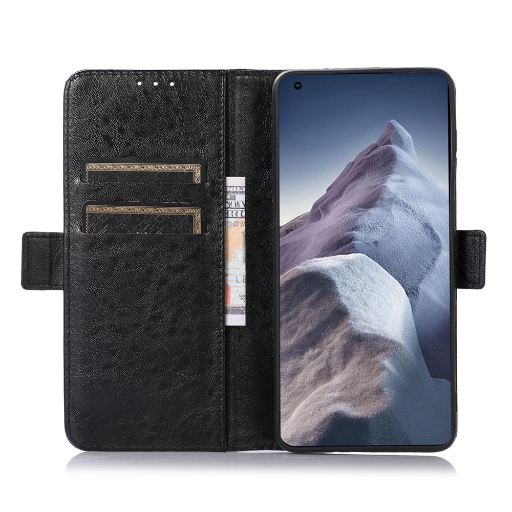 For Xiaomi 11 Lite 5G NE/Mi 11 Lite 4G/5G Cell Phone Case Stand Function Crazy Horse Texture PU Leather + TPU Side Magnetic Clasps Phone Cover with Wallet - Black-5