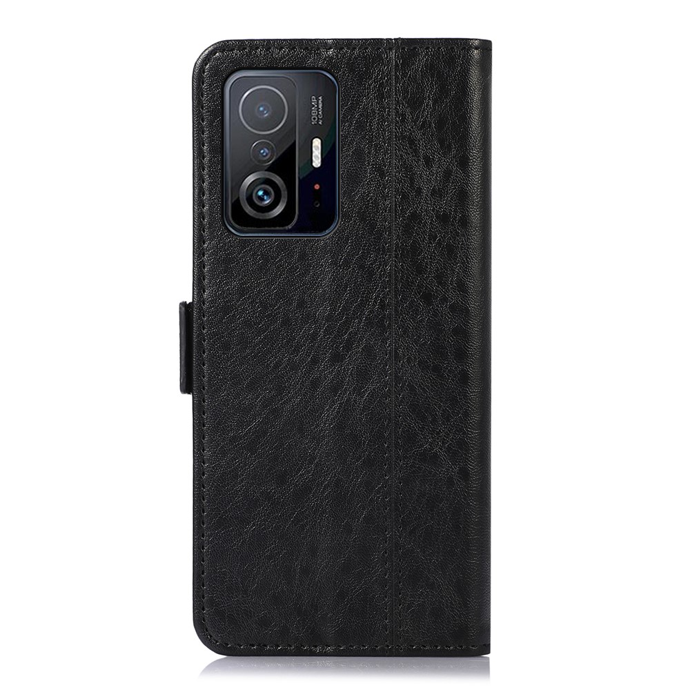 For Xiaomi 11T Pro / Xiaomi 11T Wallet Crazy Horse Texture Side Magnetic Clasps Flip PU Leather Case Stand Phone Shell - Black-3