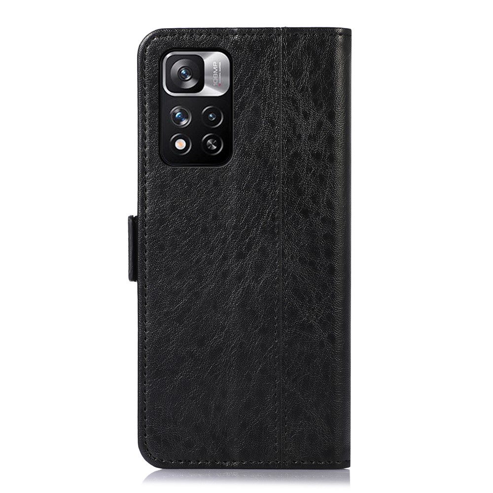 Crazy Horse Texture Case for Xiaomi Redmi Note 11 Pro/11 Pro+ TPU + PU Leather Side Magnetic Clasps Wallet Stand Phone Shell - Black-3