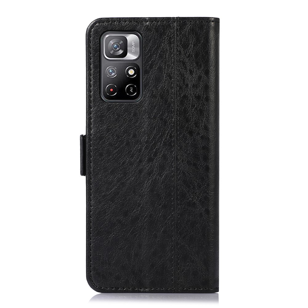 Crazy Horse Texture Shockproof Case for Xiaomi Redmi Note 11 4G TPU + PU Leather Side Magnetic Clasps Wallet Stand Phone Shell - Black-3