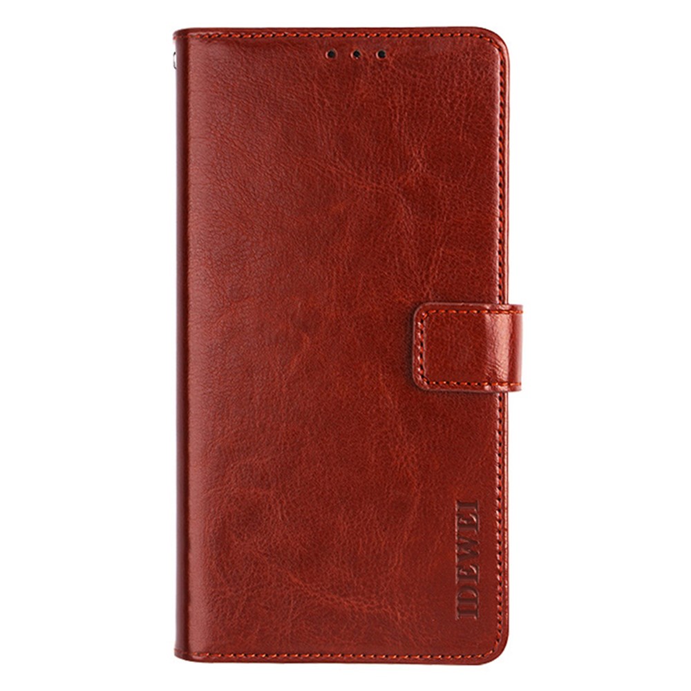 IDEWEI For Xiaomi 12X / Xiaomi 12 Phone Bag Case Crazy Horse Texture Protective Cover PU Leather Stand Wallet Phone Cover - Brown-2