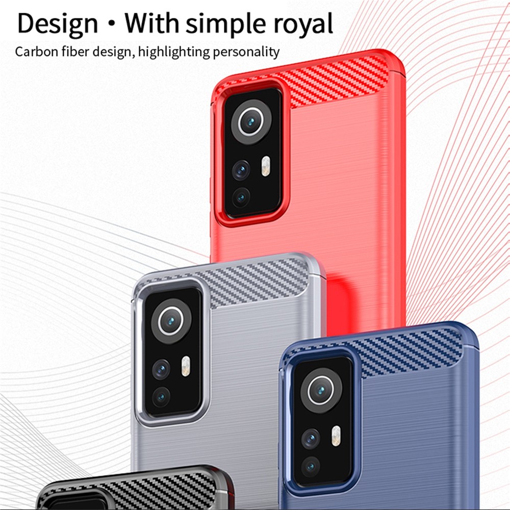 MOFI for Xiaomi 12/12X Phone Shell Carbon Fiber Texture Soft TPU Anti-scratch Brushed Surface Mobile Phone Case - Black-5