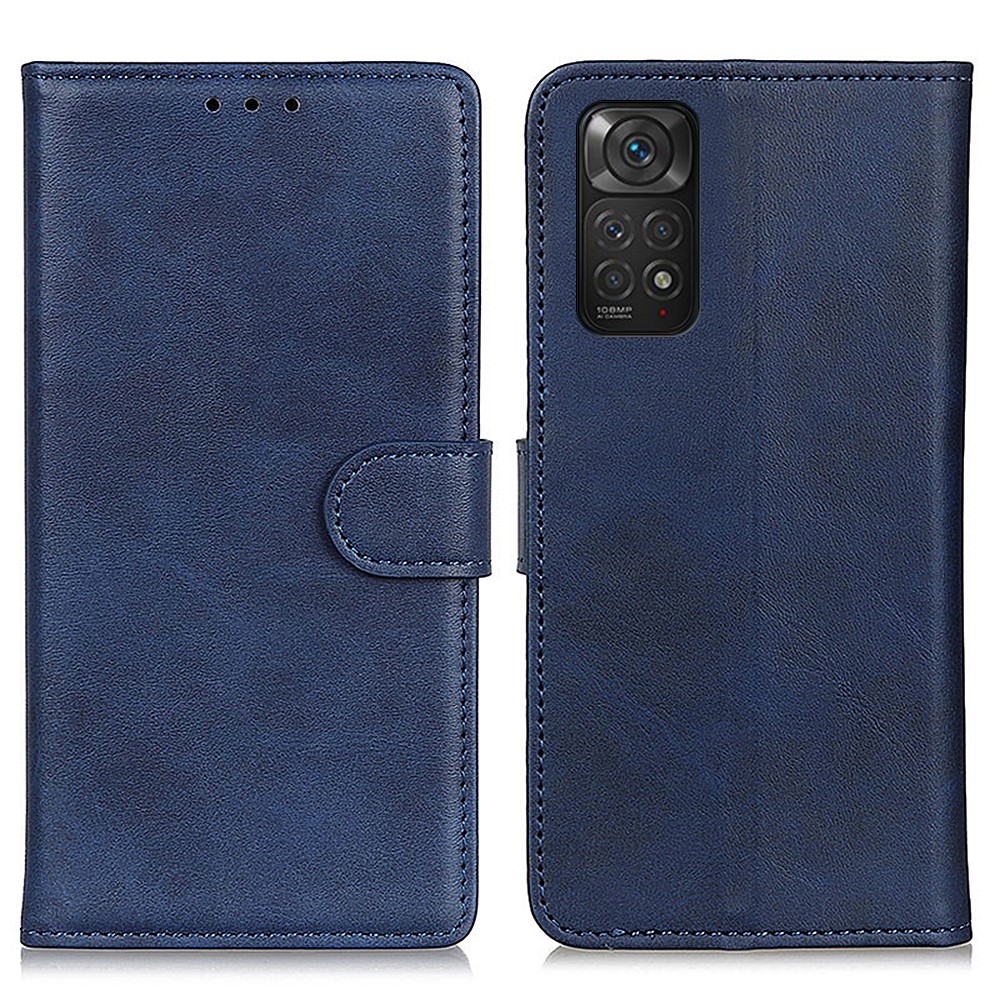 For Xiaomi Redmi Note 11 4G (Qualcomm)/Note 11S 4G PU Leather Wallet Stand Case Magnetic Clasp Phone Cover - Blue-1