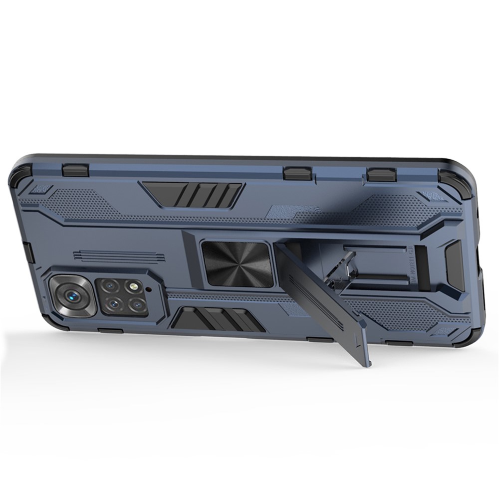 For Xiaomi Redmi Note 11 4G (Qualcomm)/Note 11S 4G Anti-fall Protection Soft TPU Hard PC Phone Case Kickstand Cover - Blue-3