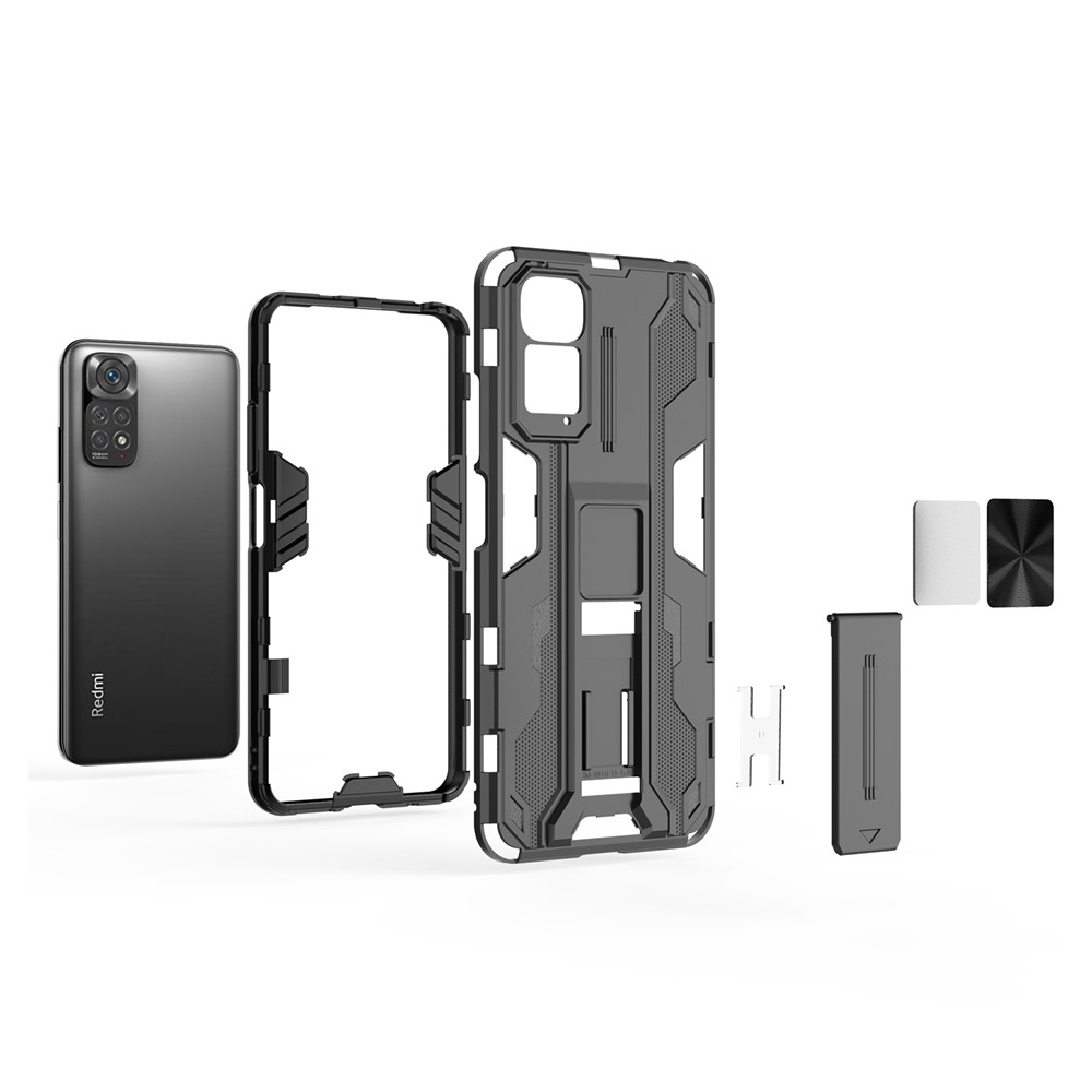 For Xiaomi Redmi Note 11 4G (Qualcomm)/Note 11S 4G Anti-fall Protection Soft TPU Hard PC Phone Case Kickstand Cover - Blue-5
