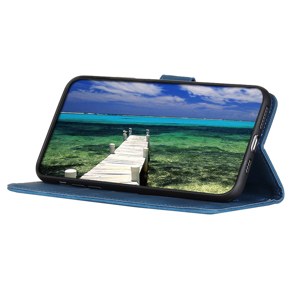 KHAZNEH For Xiaomi Redmi Note 11 4G (Qualcomm)/Note 11S 4G Vintage Leather Shockproof Wallet Case Phone Stand Cover - Blue-4